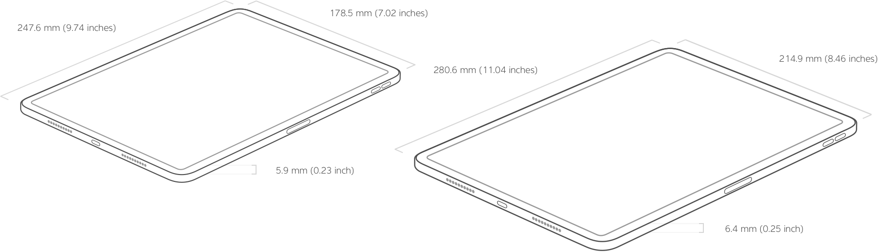 IPad Pro, size and weight